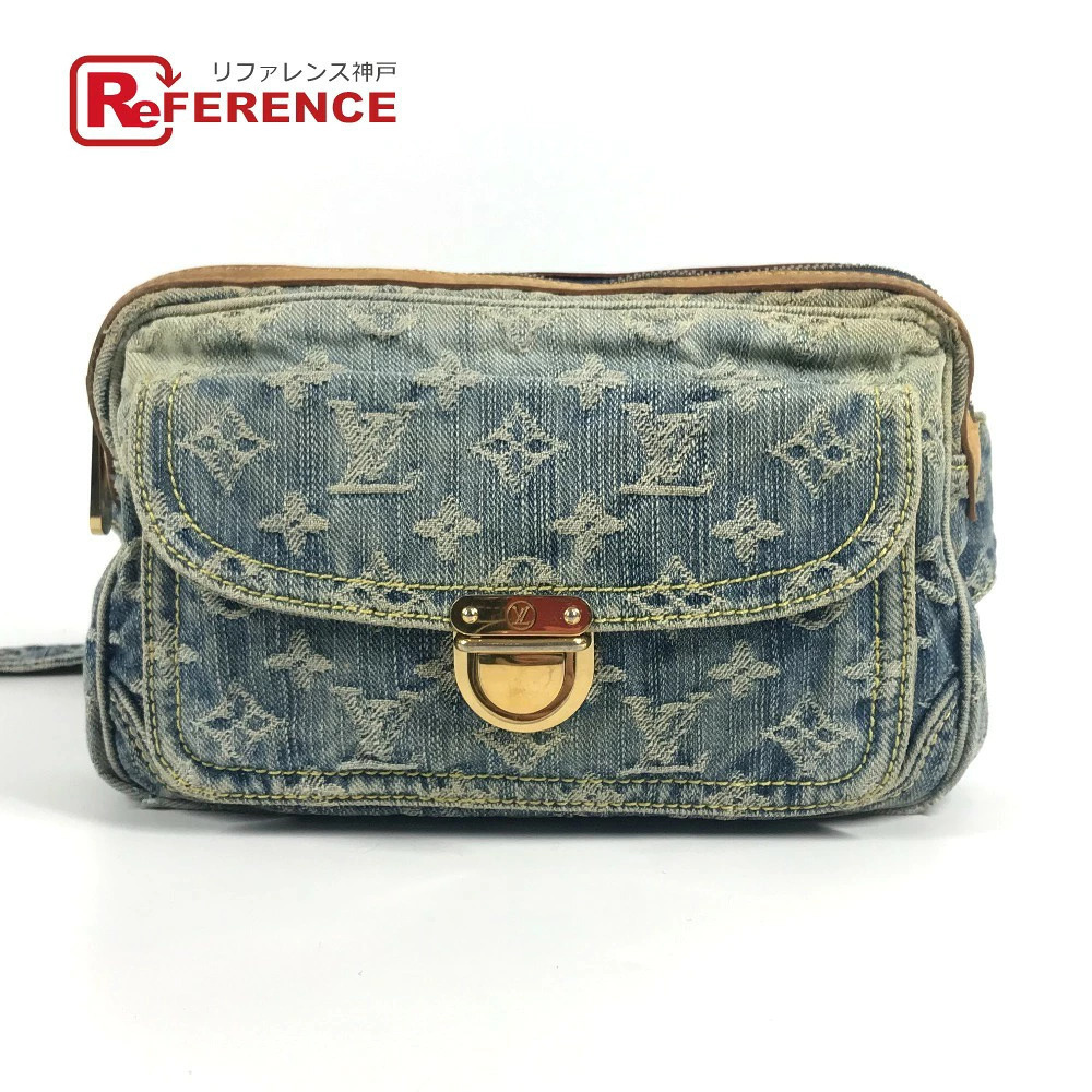 Louis Vuitton Monogram Denim Bum Bag Handbag Body Crossbody Waist Canvas Blue